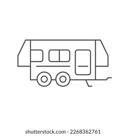 Camper trailer line outline icon