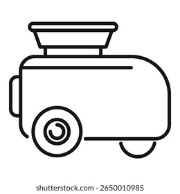 Reboque campista com rack de bagagem transportando bagagem no ícone superior, estilo de contorno