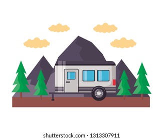 camper trailer mountains trees