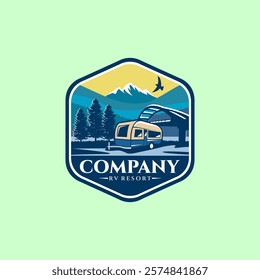Camper trailer RV adventure logo template
