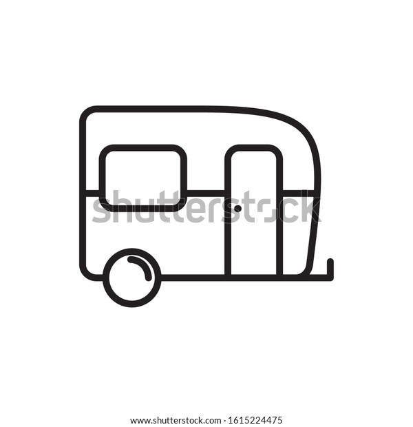 camper trailer transport linear design\
vector illustration