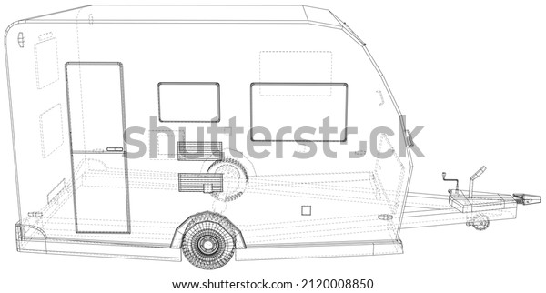 Camper Trailer. Van Caravan Vector\
illustration isolated on white\
background.