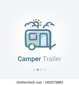 Camper trailer vector icon doodle