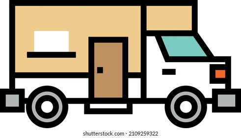 Camper truck icon. Travel car symbol. Home trailer