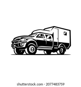 Camper truck overland 4x4 silhouette vector image illustration isolated