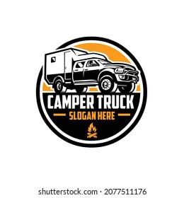 Camper truck overland camping vehicle circle emblem logo. Perfect logo for overland and adventurous car related business