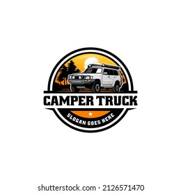 camper truck overland vehicle logo vector