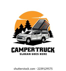 camper truck with top tent logo vector svg