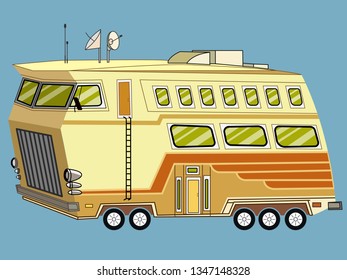 Camper van, adventure van, vacation - vector illustration