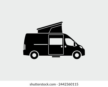 Camioneta con cama en el icono de vector de techo