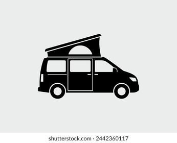 Wohnmobil mit Bett im Pop-Top-Dachvektor-Symbol