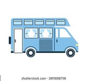 Camper van blue design of caravan trip camp adventure transportation and travel theme Vector illustration