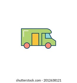 camper van car in color icon, isolated on white background 