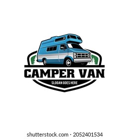 camper van car logo design with emblem style