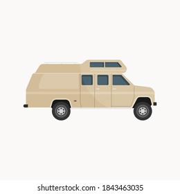 Camper van car. Vehicles in flat design vector illustration. 