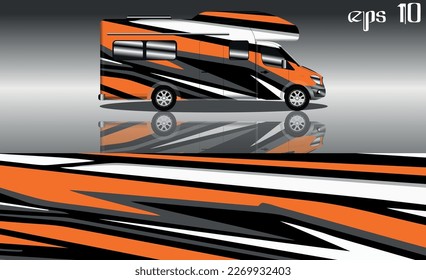 camper van car wrap design vector