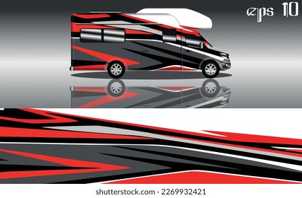 camper van car wrap design vector