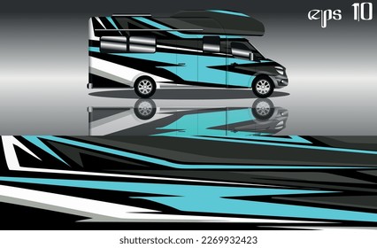 camper van car wrap design vector