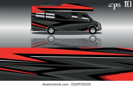 camper van car wrap design vector