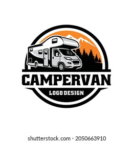 camper van - caravan - motor home isolated logo vector