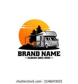 camper van - caravan - motor home isolated logo vector