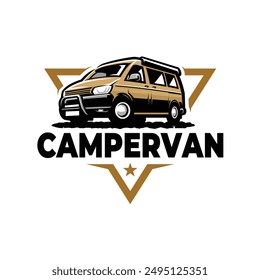 Camper van caravan RV logo vector in white background. Best for outdoor automotive related industry