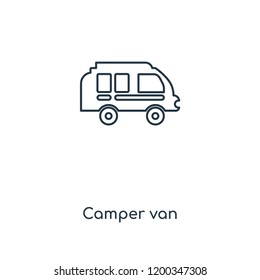 Camper van concept line icon. Linear Camper van concept outline symbol design. This simple element illustration can be used for web and mobile UI/UX.