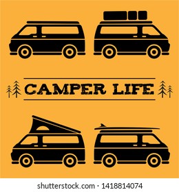 Camper van with differents accesories and styles