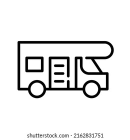 Camper van for family vacation. Pixel perfect, editable stroke line icon