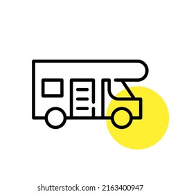 Camper van for family vacation. Pixel perfect, editable stroke line art icon