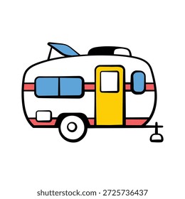 Icono de la furgoneta camper en estilo dibujado a mano, que simboliza viajes, camping y viajes por carretera.