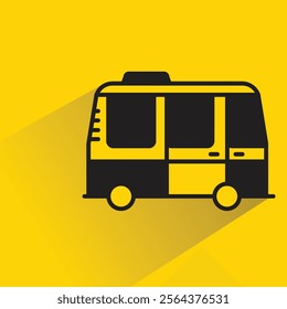 camper van icon with shadow on yellow background