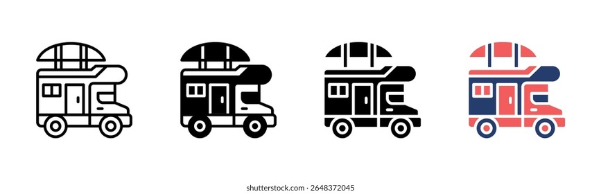 Camper Van ícone folha coleção de estilos múltiplos