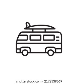 Camper van icon, Surfer Van, Surfer combi Vector, Surfer Van Clip Art, Surfer Van holiday.