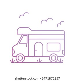camper van icon with white background vector stock illustration