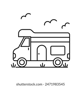 camper van icon with white background vector stock illustration