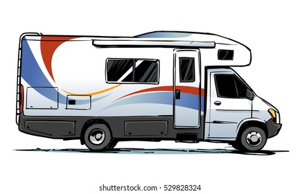 Camper Van Illustration. Side view