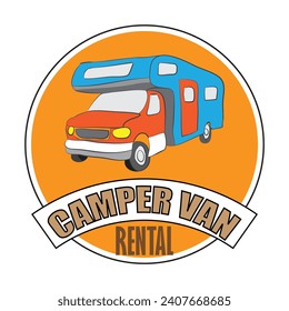 Camper  Van Illustration and Vector Sign