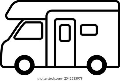 Icono de Vector aislado de la furgoneta de la autocaravana