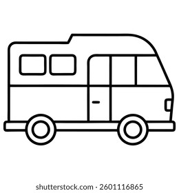 Camper Van Line Art Icon Perfect for Branding And Graphic Design