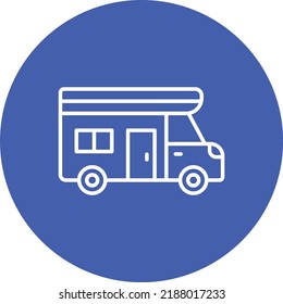 Imagen vectorial del icono de círculo de la línea de la camioneta de la acampada. También se puede usar para aplicaciones web, aplicaciones móviles y medios impresos.