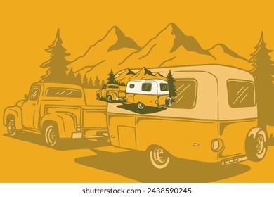 The Camper Van logo conveys an image of adventure and freedom on the road. With a classic and iconic design, this logo creates the impression of comfort and ease in exploring the world.