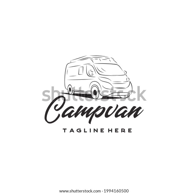 Camper van logo, emblems and badges.\
Recreational vehicle\
illustration