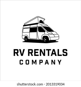 Camper van logo with retro style design