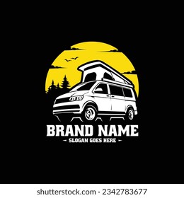 Camper Van LogoTemplate Set Vektor isoliert. Beste für Outdoor-Sport-Branche