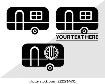 Camper Van Monogram Printable Vector Illustration