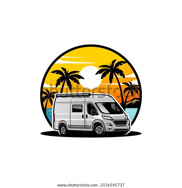 camper van or\
motor home illustration vector.\
