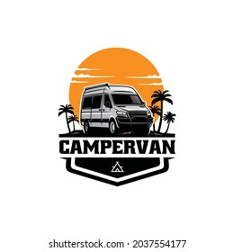 camper van - motor home - rv isolated logo vector
