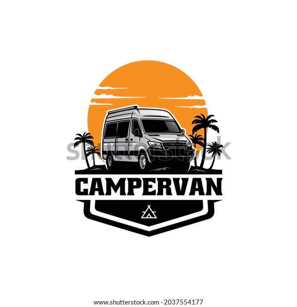camper van -\
motor home - rv isolated logo\
vector