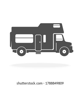 Camper van Motor Home Sign Icon Camping Concept - Vector Illustration